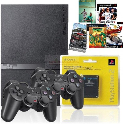 Playstation 2 Completo Na Promoção Ps2+ 02 Controles+ 5 Jogos+